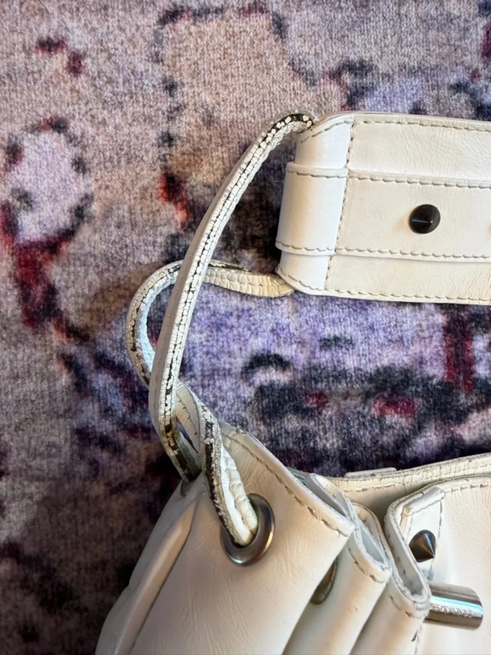 DOLCE & GABBANA Vintage Handbag Love Large Leather Iconic Hobo AUTHENTIC white - Picture 9 of 14